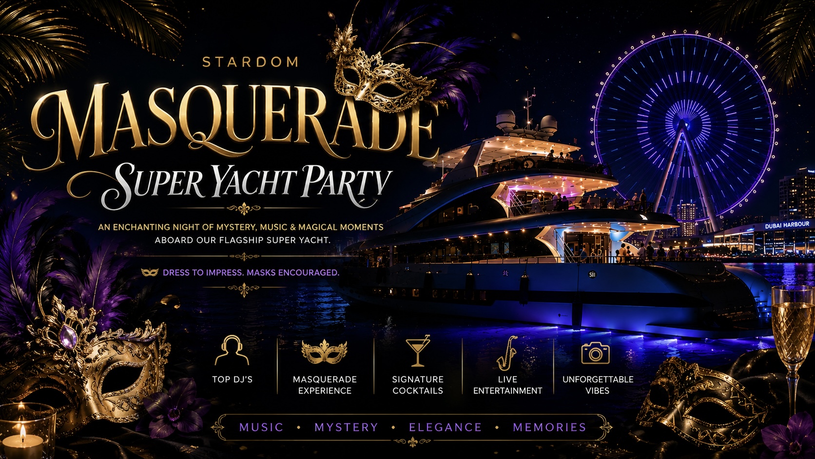 ๐ญ Masquerade Super Yacht Party